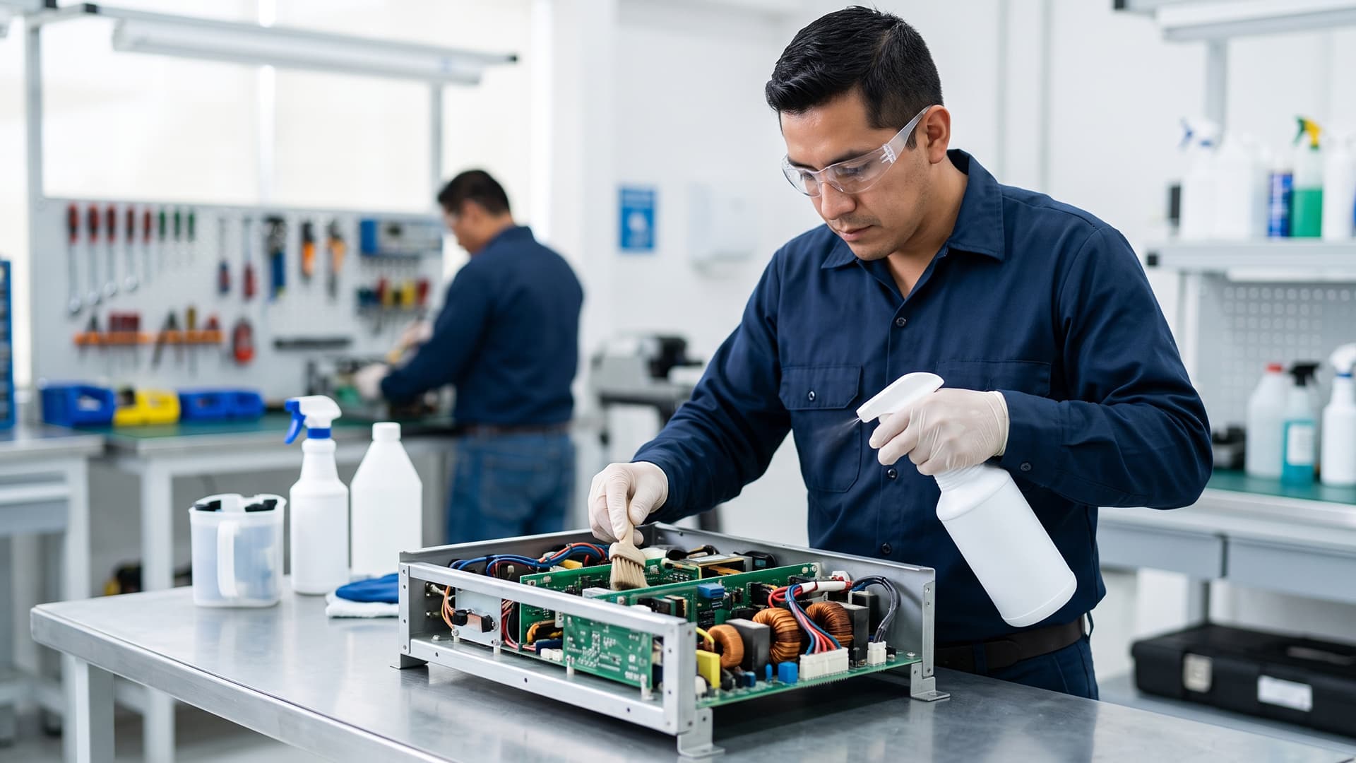 Limpieza de piezas con limpiador dieléctrico