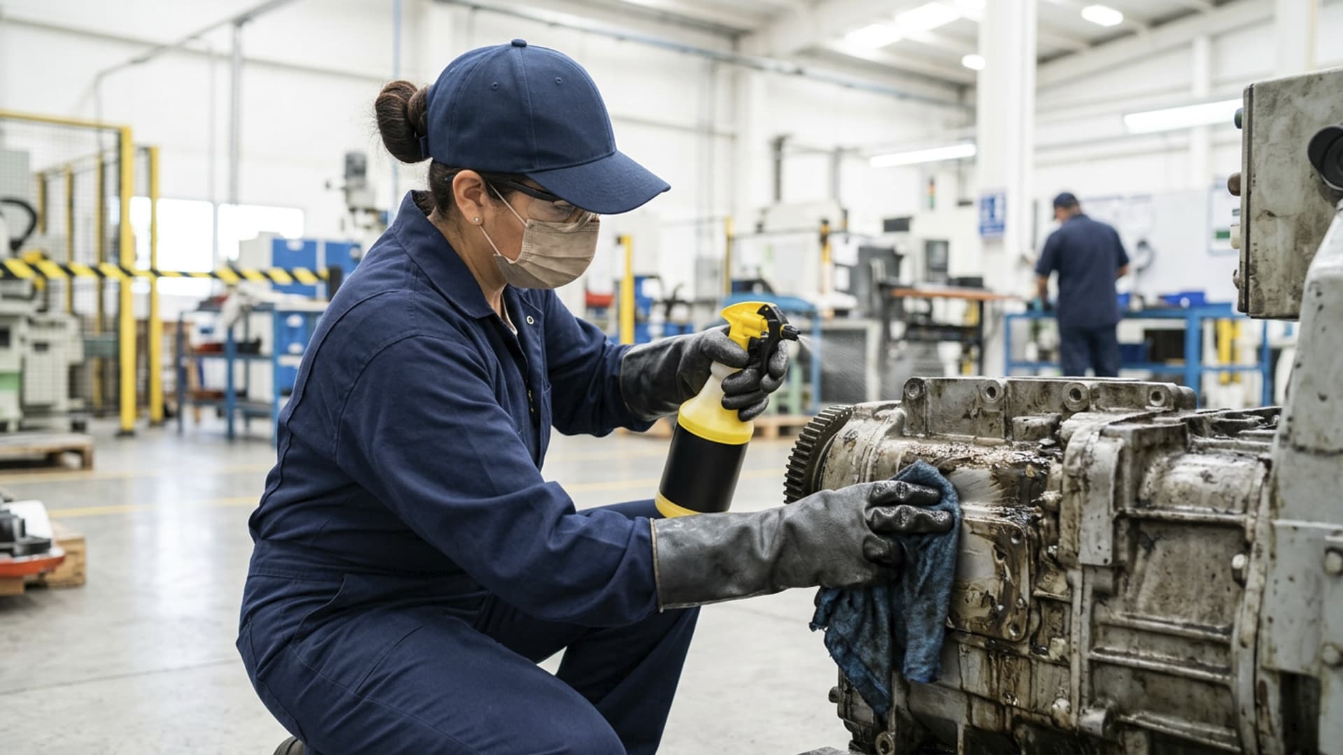 Grasa difícil acumulada en equipos industriales