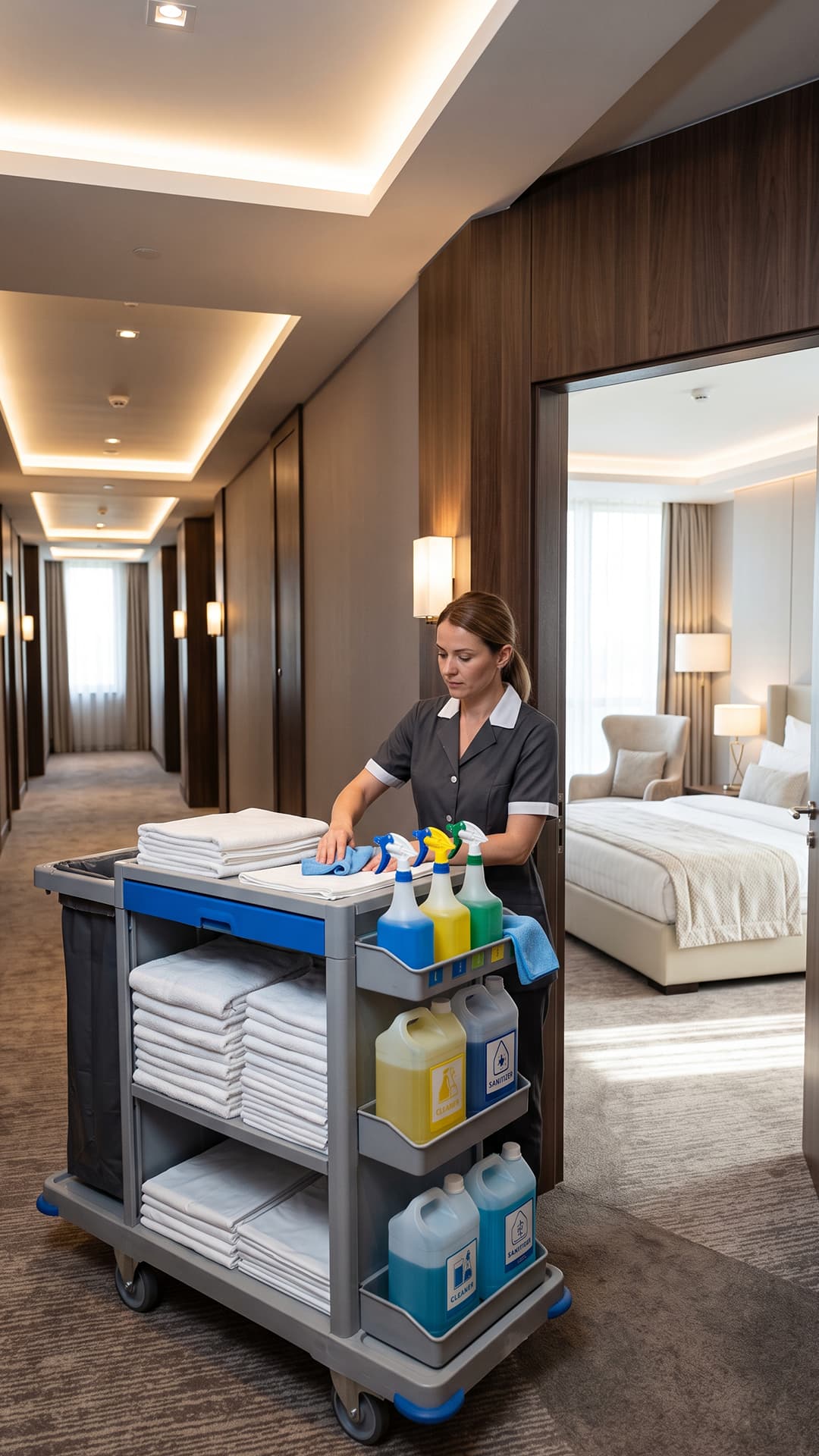Higiene y abastecimiento para habitaciones y áreas comunes de hotel