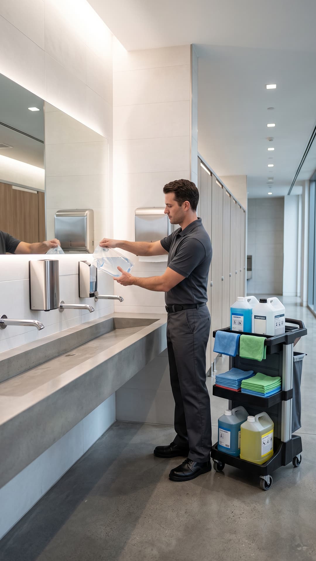 Productos de higiene industrial para baños y áreas comunes en corporativos