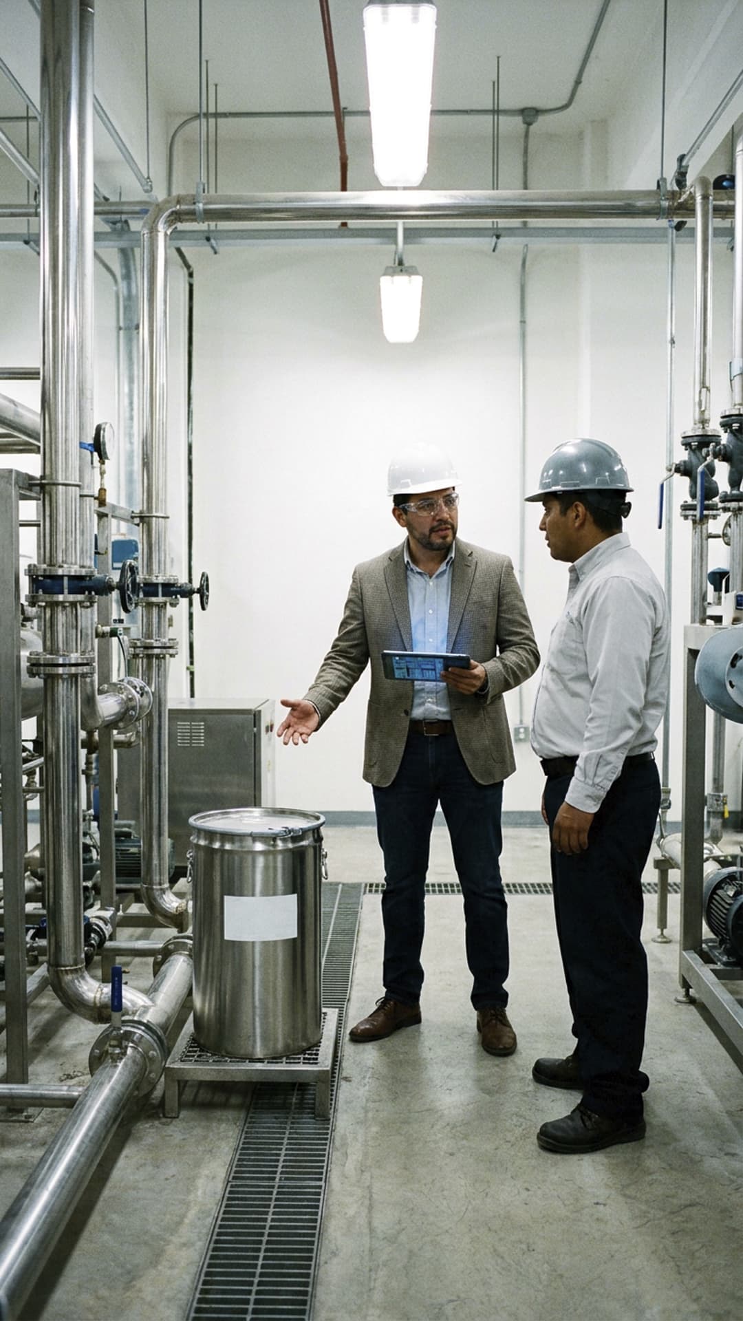Equipo de Grupo Taria orientando a una empresa sobre productos para mantenimiento de tuberías.
