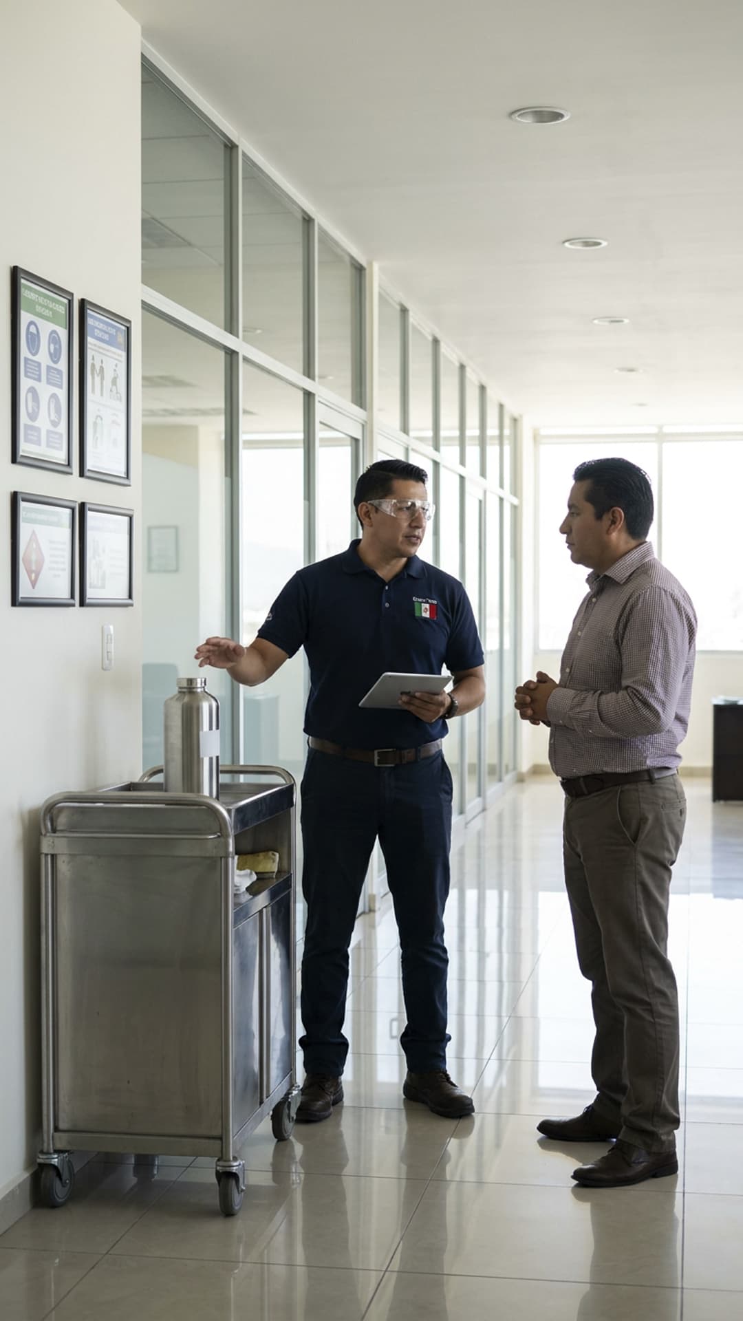 Equipo de Grupo Taria asesorando a empresas en la compra de limpiador multiusos para pisos y superficies.