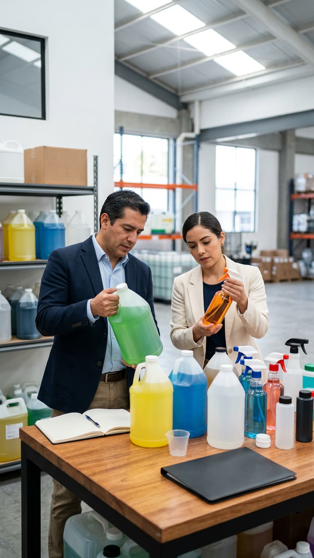 Mayorista evaluando productos de limpieza profesional para ampliar su catálogo B2B.