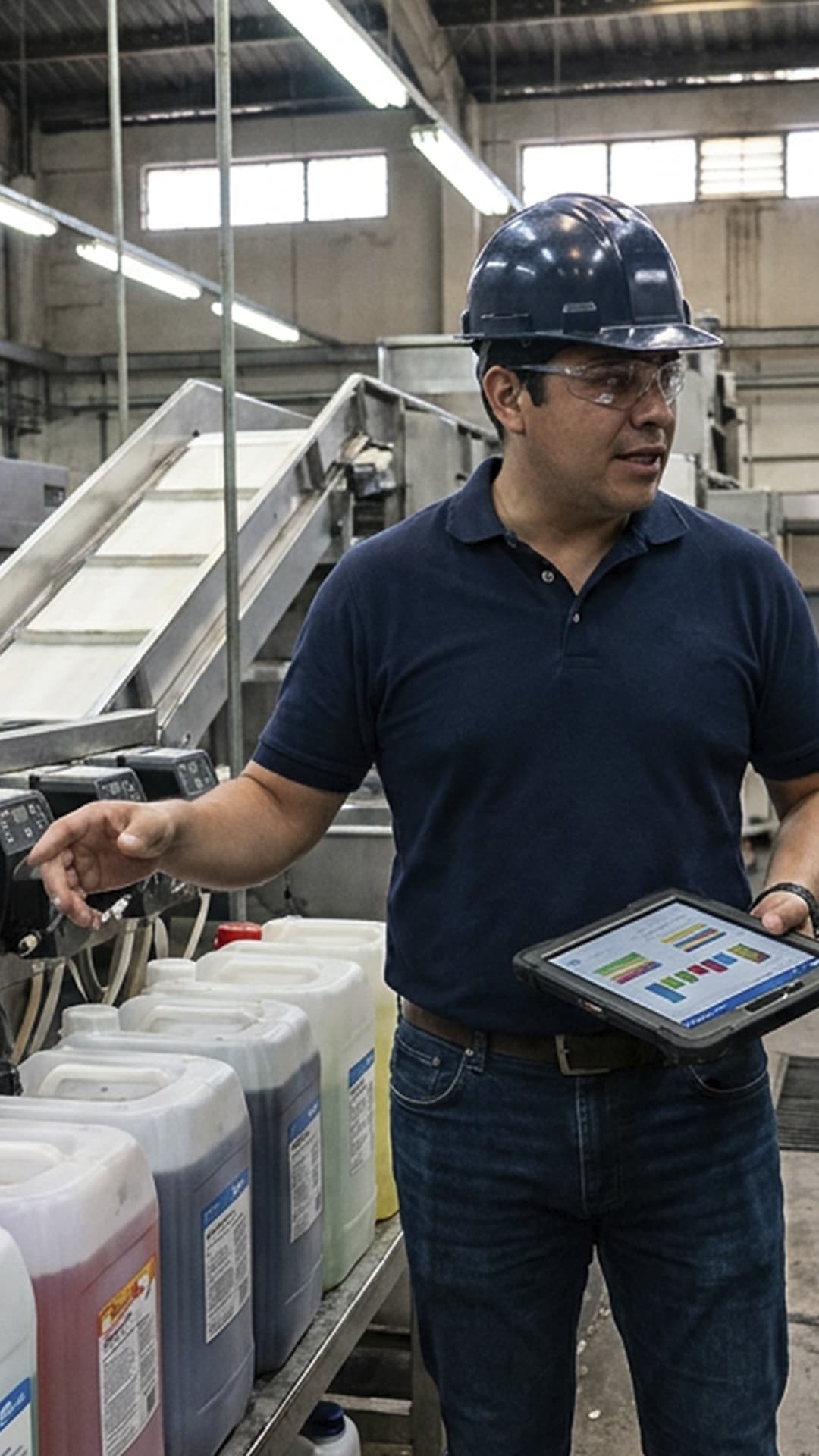 Equipo de Grupo Taria asesorando a una lavandería industrial sobre detergentes, aditivos y cuidado textil.