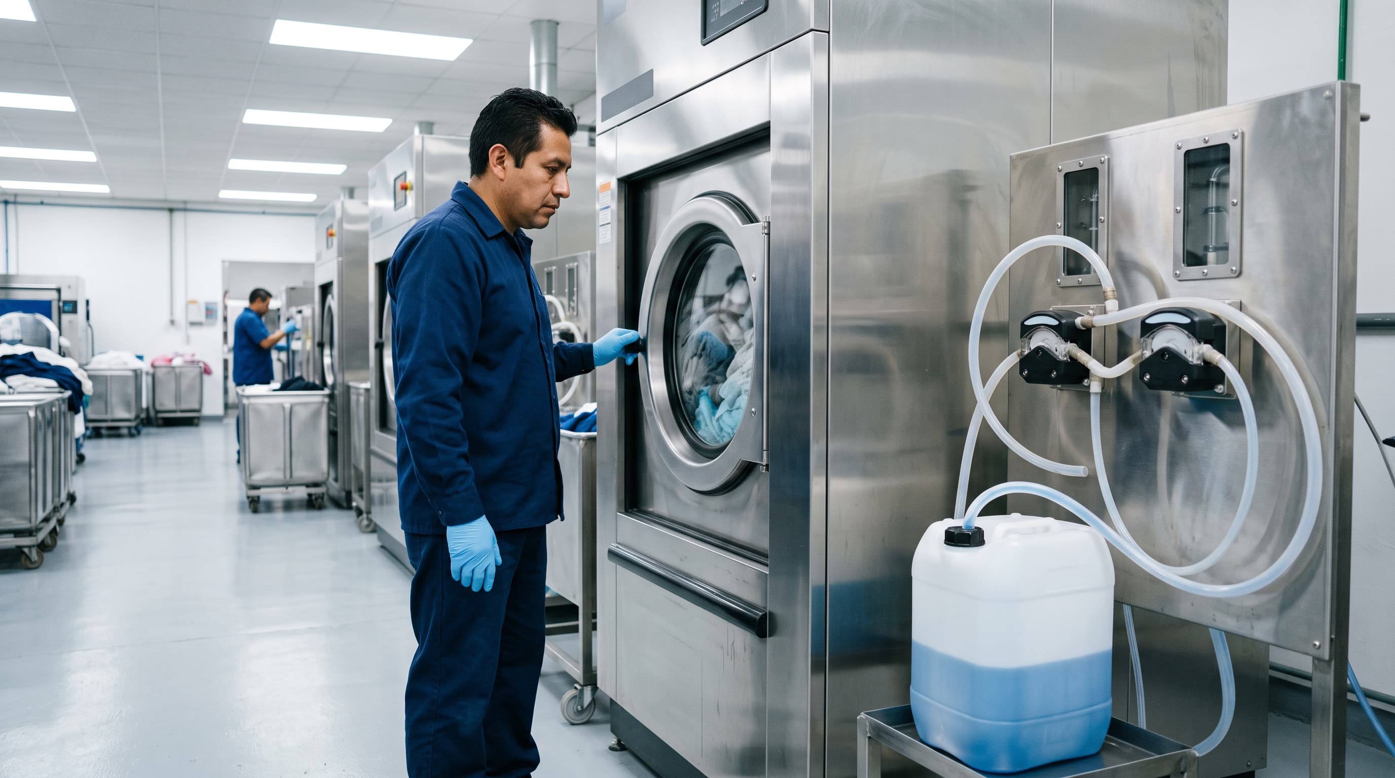 Dosificación controlada y resultados consistentes en lavadora industrial