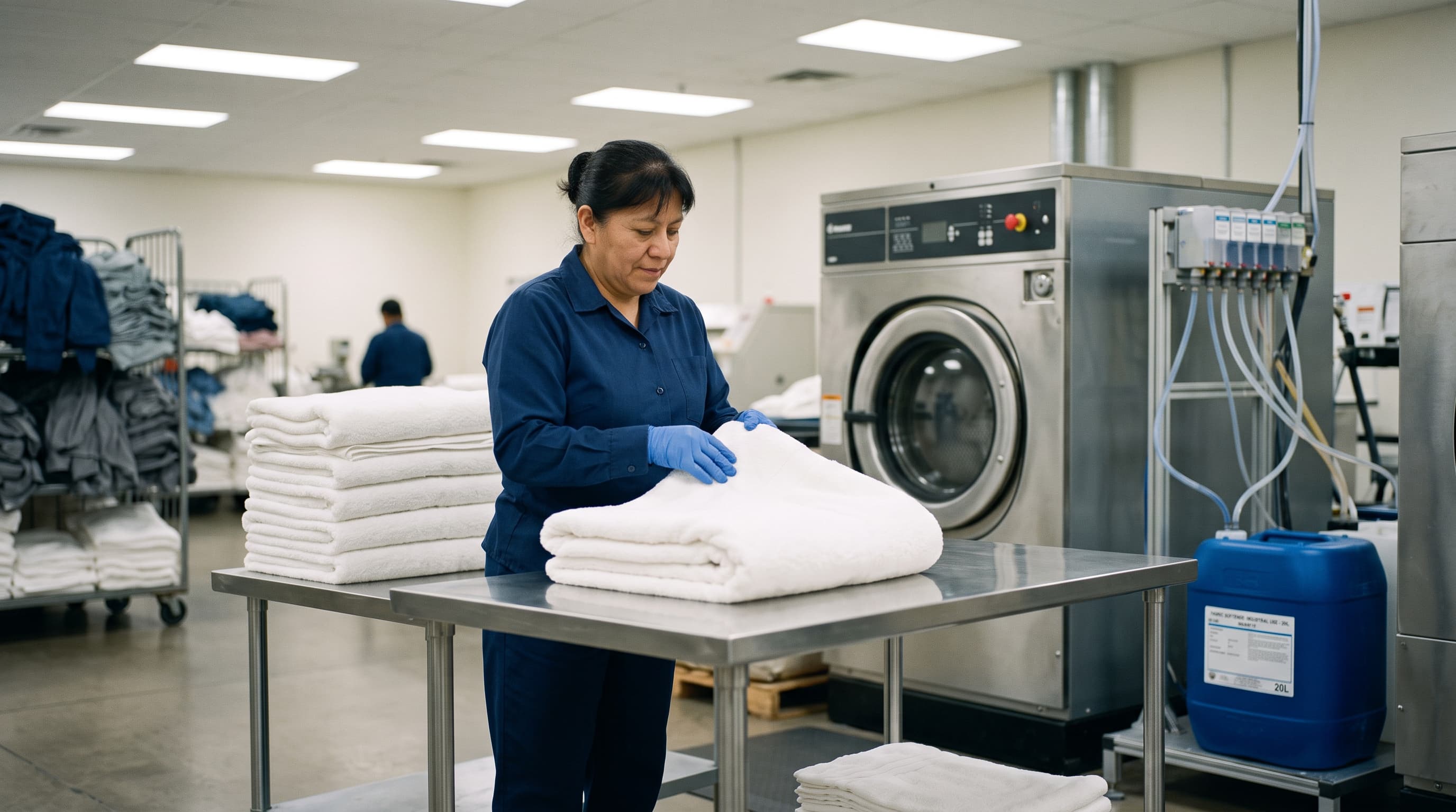 Textiles suaves y bien acondicionados con proceso de lavandería profesional